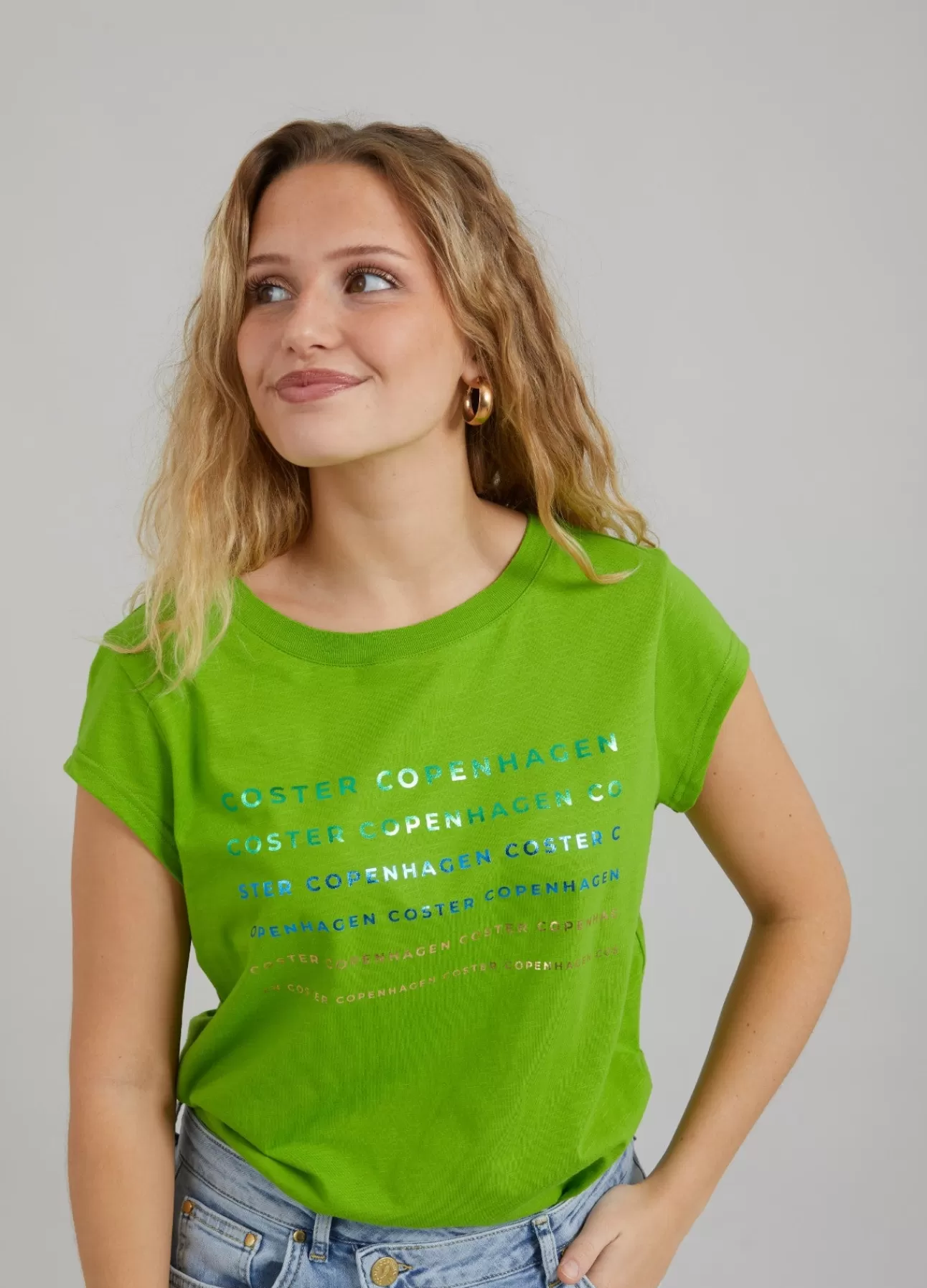 Kvinna Coster Copenhagen T-Shirts*T-Shirt M. Logga I Guldfolie