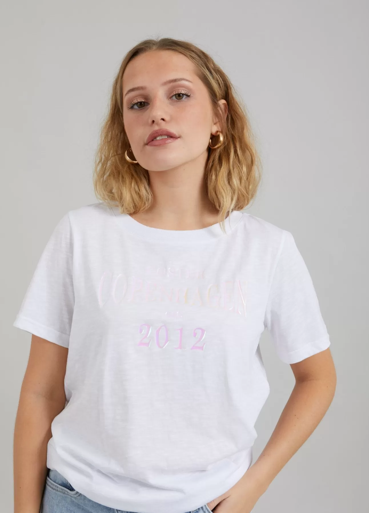 Kvinna Coster Copenhagen T-Shirts*T-Shirt M. Logotyp-Tryck