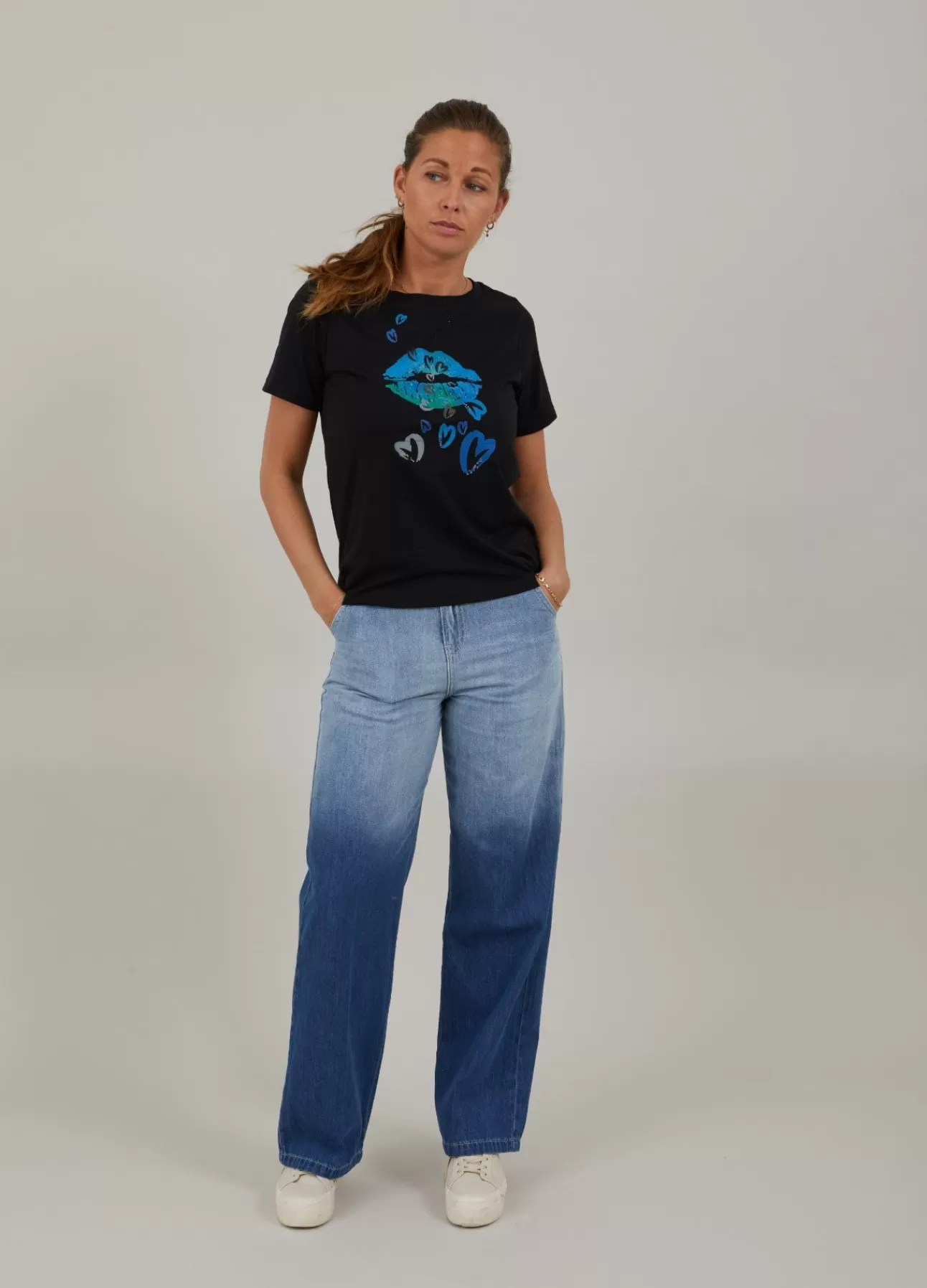Kvinna Coster Copenhagen T-Shirts*T-Shirt Med Heart Lips Tryck
